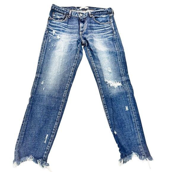 Moussy Vintage Dark Wash Denim Jeans Raw Hem 025DSC12-2140 Size 28 - Picture 2 of 10